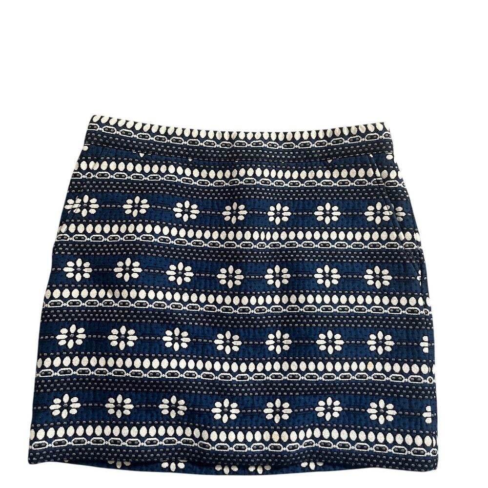J.Crew skirt jacquard floral blue and black size 10